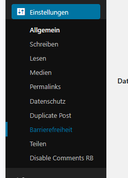 Menüpunkt Barrierefreiheit